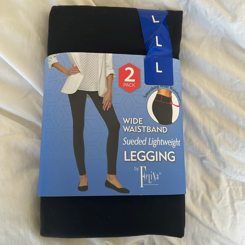 NEW Felina Legging 2 pack Sueded Lightweight Wide Waistband